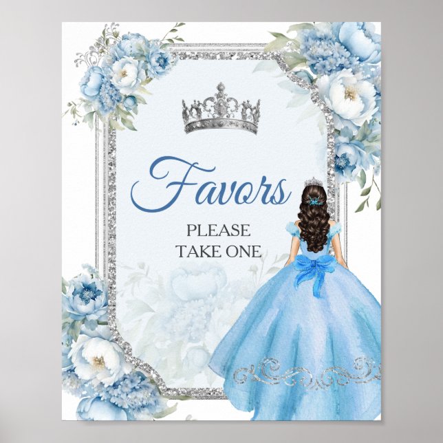 Blauer Silberkrone Quinceñera Favoriten Poster (Vorne)
