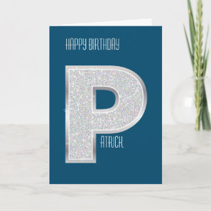 Blauer Silberner Buchstabe P Karte