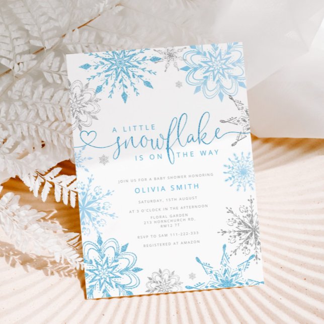 Blauer Silberschneeflocke Kinderdusche Einladung (Von Creator hochgeladen)