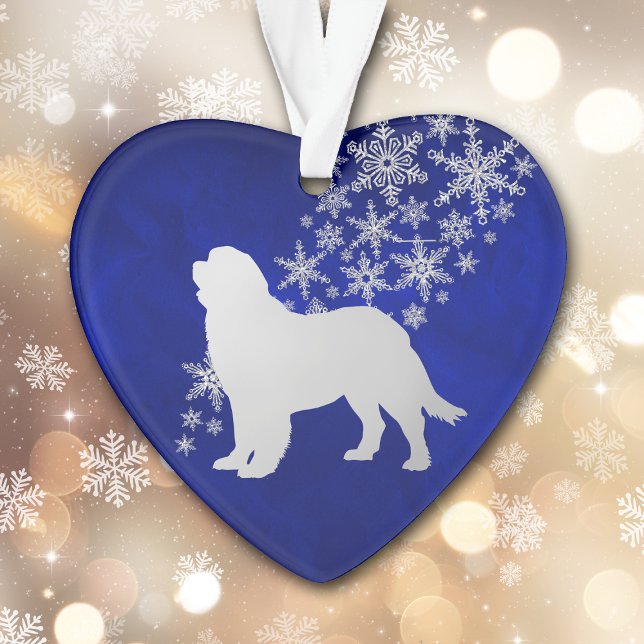 Blauer Silberschneeflocken Neufundland Hund Ornament (Von Creator hochgeladen)