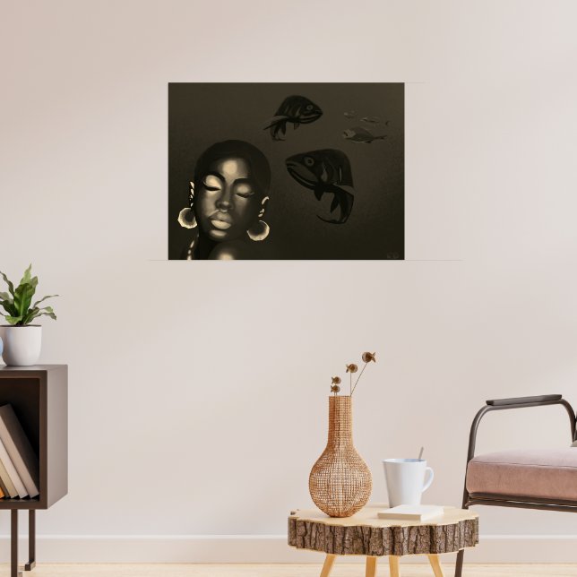 Blauer Sirenen-Kunstposter Poster (Wohnzimmer 3)