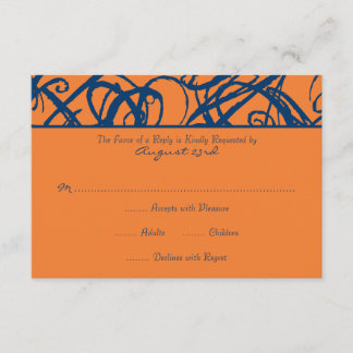 Blauer Sketchy-Rahmen Hochzeitsraster RSVP Karte