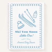 Blauer Ski Dich Bald Junge Baby Shower Gästebuch