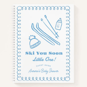 Blauer Ski Dich Bald Junge Baby Shower Gästebuch Notizbuch