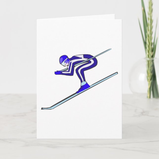 Blauer Ski fasten Karte (Vorderseite)