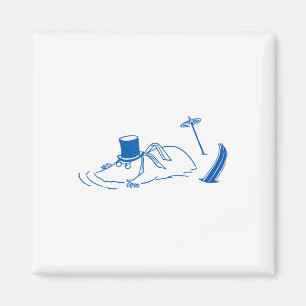 Blauer Skifahrender Moominpappa steckt im Schnee W Magnet