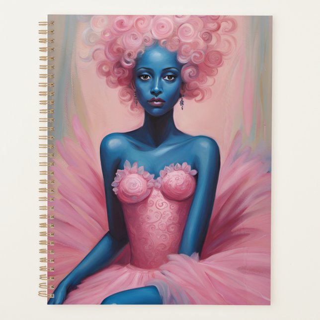 Blauer Skinned Ballerina in Rosa Tutu Planer (Vorderseite)