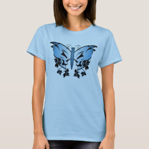 Blauer Skull Butterfly T-Shirt