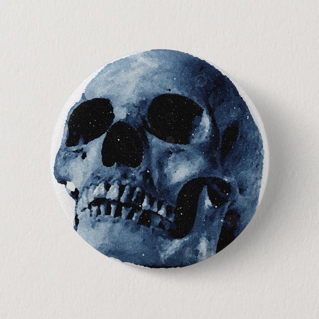 Blauer Skull Button (Vorderseite)