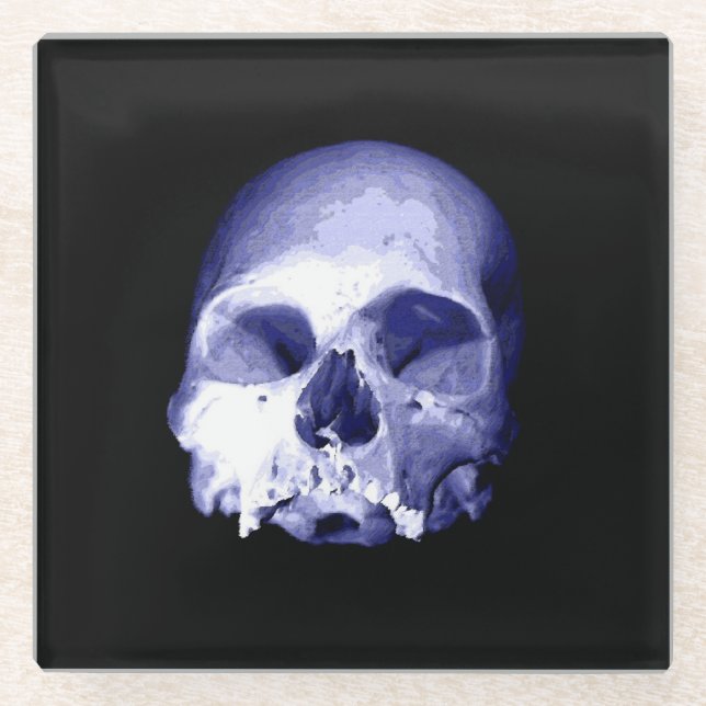 Blauer Skull Glasuntersetzer (Vorderseite)