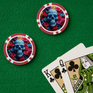 Blauer Skull Pokerchips