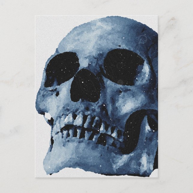 Blauer Skull Postkarte (Vorderseite)