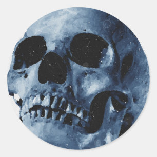 Blauer Skull Runder Aufkleber