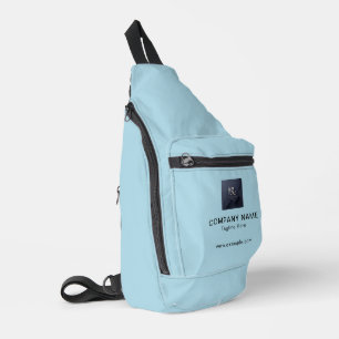 Blauer Sling-Beutel mit Firmeninfo Print Crossbody Bag