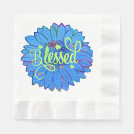 Blauer Sonnenblume mit Glitzer Serviette