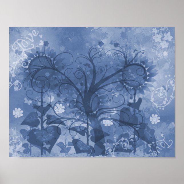 Blauer Sonnenblumenposter Poster (Vorne)