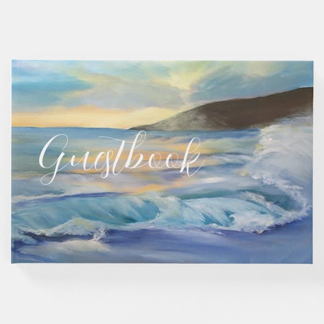 Blauer Sonnenuntergang am Strand Gästebuch (Vorderseite)