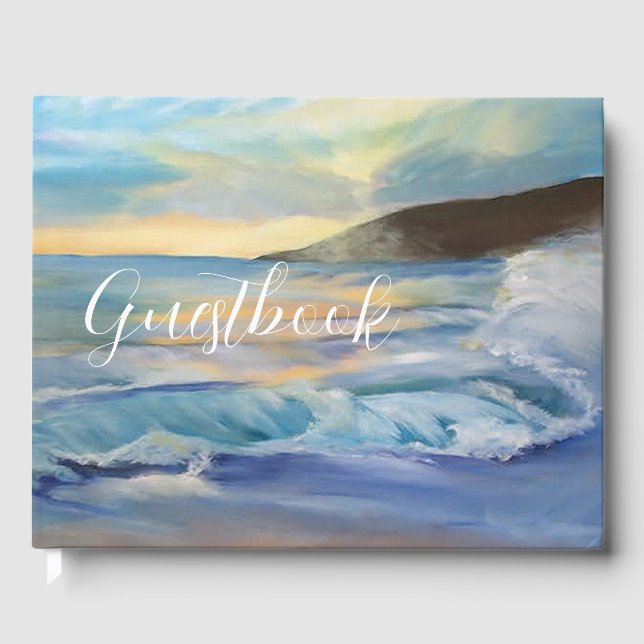 Blauer Sonnenuntergang am Strand Gästebuch (Vorderseite)