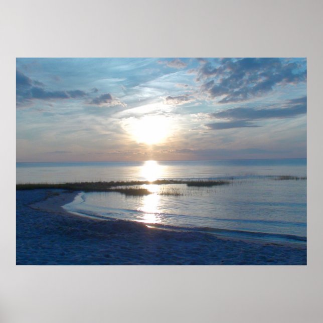 Blauer Sonnenuntergang über einem Cape Cod Beach Poster (Vorne)