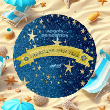 Blauer Sparkling Neues Jahr Golden Dark Starry Nig