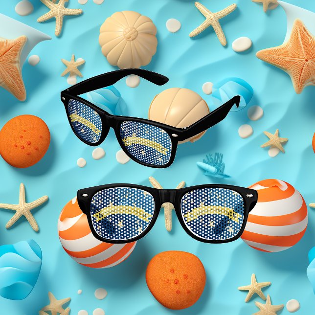 Blauer Sparkling Neues Jahr Golden Dark Starry Nig Partybrille (Blue Sparkling New Year Golden Dark Starry Night Retro Sunglasses)