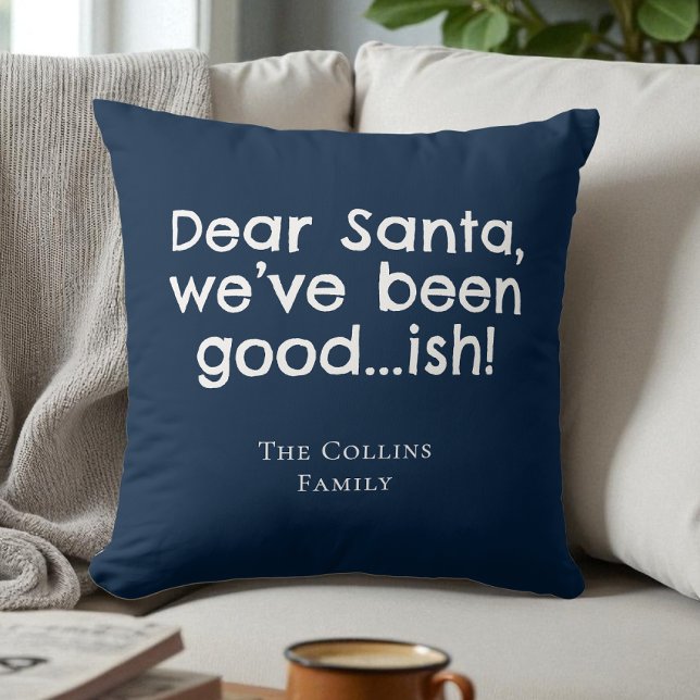 Blauer Spaß Liebe Santa Personalisiert Weihnachten Kissen (Blue Humor Dear Santa Personalized Funny Christmas Throw Pillow)
