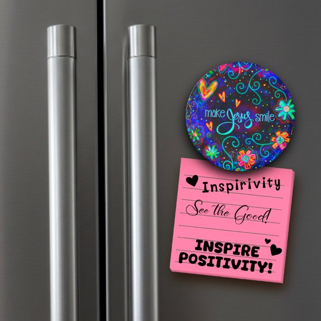 Blauer Spaß macht Jesus lächeln florale Inspirivit Magnet (Von Creator hochgeladen)