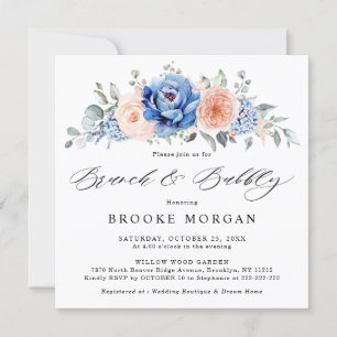 Blauer Spatenstich, rosafarbener Rosa Brunch & Bub Einladung