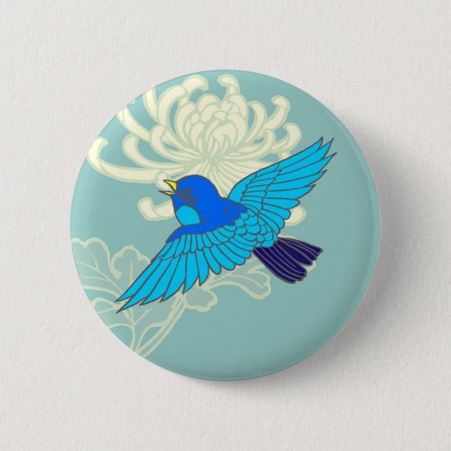 Blauer Spatz Button (Vorderseite)