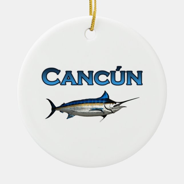 Blauer Speerfisch Cancun Keramikornament (Vorne)