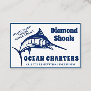 Blauer Speerfisch-Entwurfs-Ozean-Charter Visitenkarte