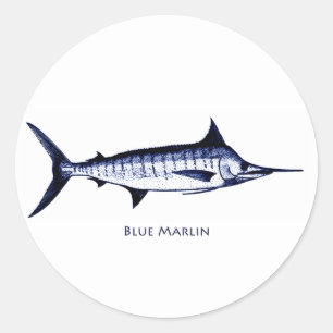 Blauer Speerfisch-Logo Runder Aufkleber
