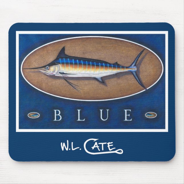 Blauer Speerfisch-Mausunterlagen Mousepad (Vorne)