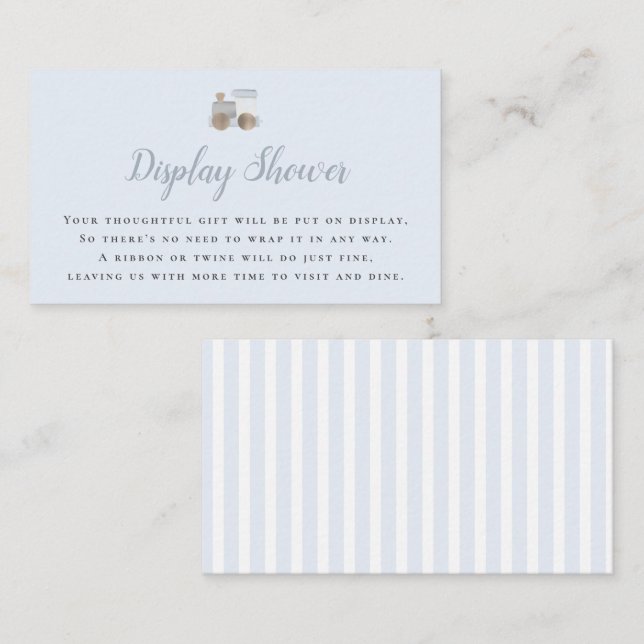 Blauer Spielzeugzug Display Dusche Begleitkarte (Vorne/Hinten)