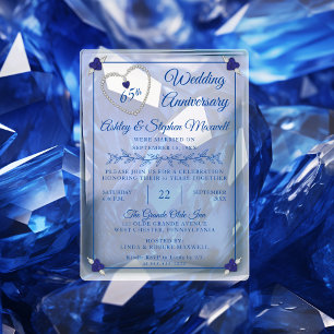Blauer Spinell-Diamant 65. Hochzeitstag-Party Acryleinladungen