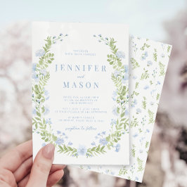 Blauer Sping Blume Grüne Hochzeit Einladung