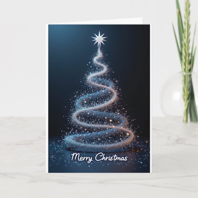 Blauer Spiralbaum – Weihnachtskarte Karte (Vorderseite)