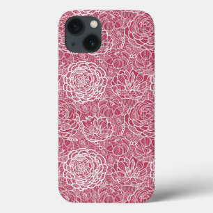 Blauer Spitze-Blumen-Musterhintergrund Case-Mate iPhone Hülle