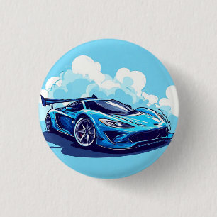 Blauer Sportwagen unter klarem Himmel Button