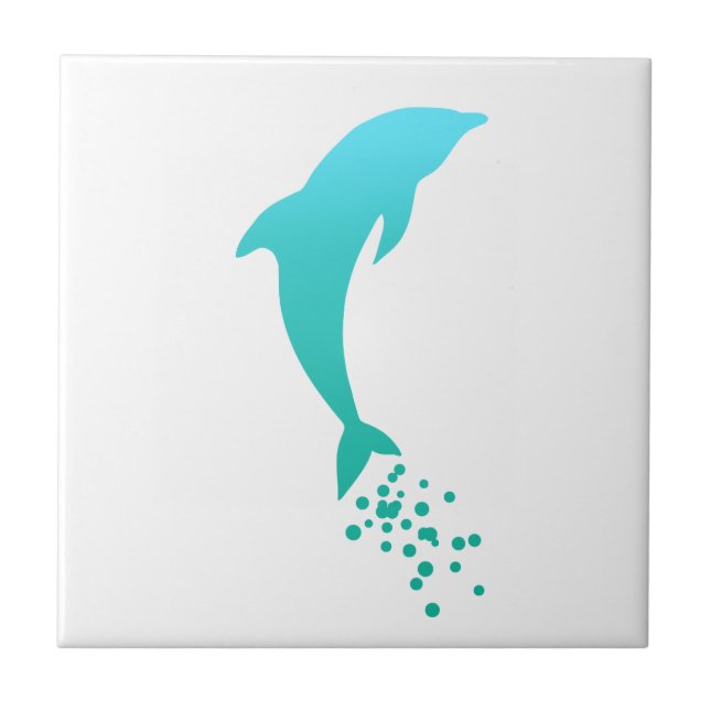 Blauer Sprung Dolphin mit Blasen-Tile Fliese (Vorderseite)