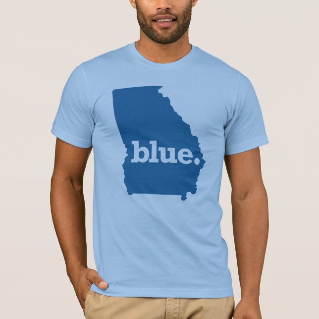 Blauer Staat Georgien T-Shirt (Vorderseite)