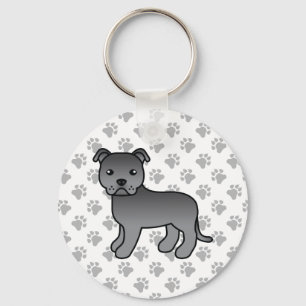 Blauer Staffordshire Bull Terrier Süßer Cartoon-Hu Schlüsselanhänger