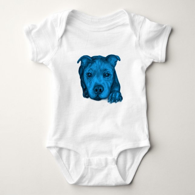 Blauer Staffy-Welpe Baby Strampler (Vorderseite)