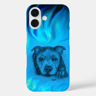 Blauer Staffy-Welpe iPhone 16 Hülle