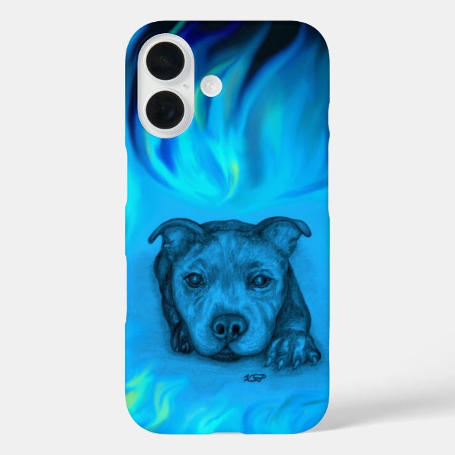 Blauer Staffy-Welpe Case-Mate iPhone Hülle (Rückseite)