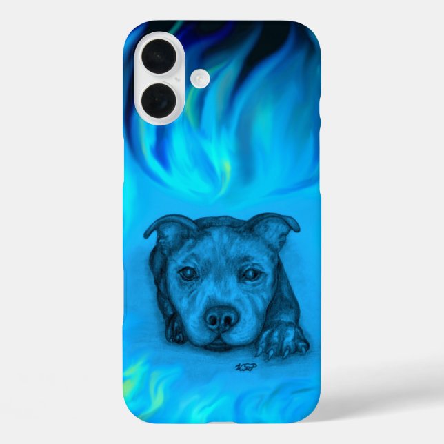 Blauer Staffy-Welpe Case-Mate iPhone Hülle (Rückseite)