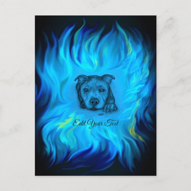 Blauer Staffy-Welpe Feiertagspostkarte (Vorderseite)