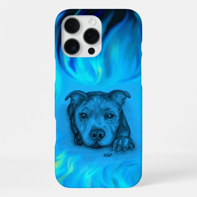 Blauer Staffy-Welpe iPhone Hülle (Rückseite)