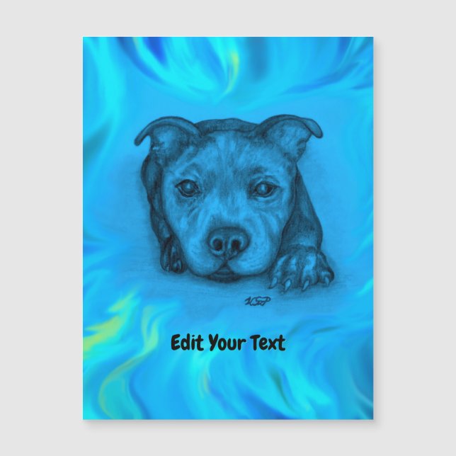 Blauer Staffy-Welpe Magnetkarte (Vorderseite)