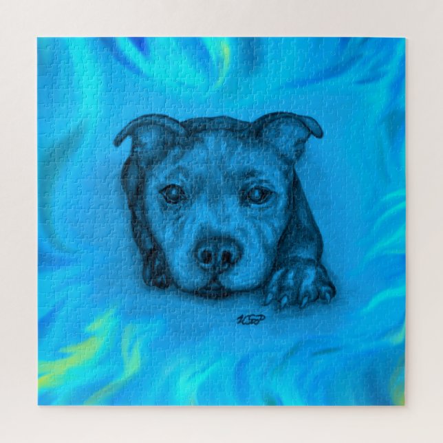 Blauer Staffy Welpe Puzzle (Vertikal)